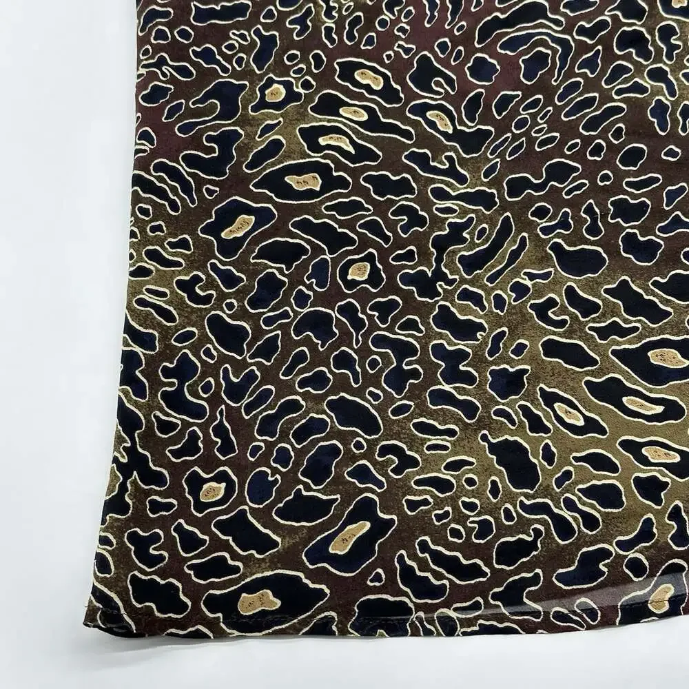 Tory Burch Tanya Women's Size 2 Brown Silk Abstract Leopard Sleeveless Blouse